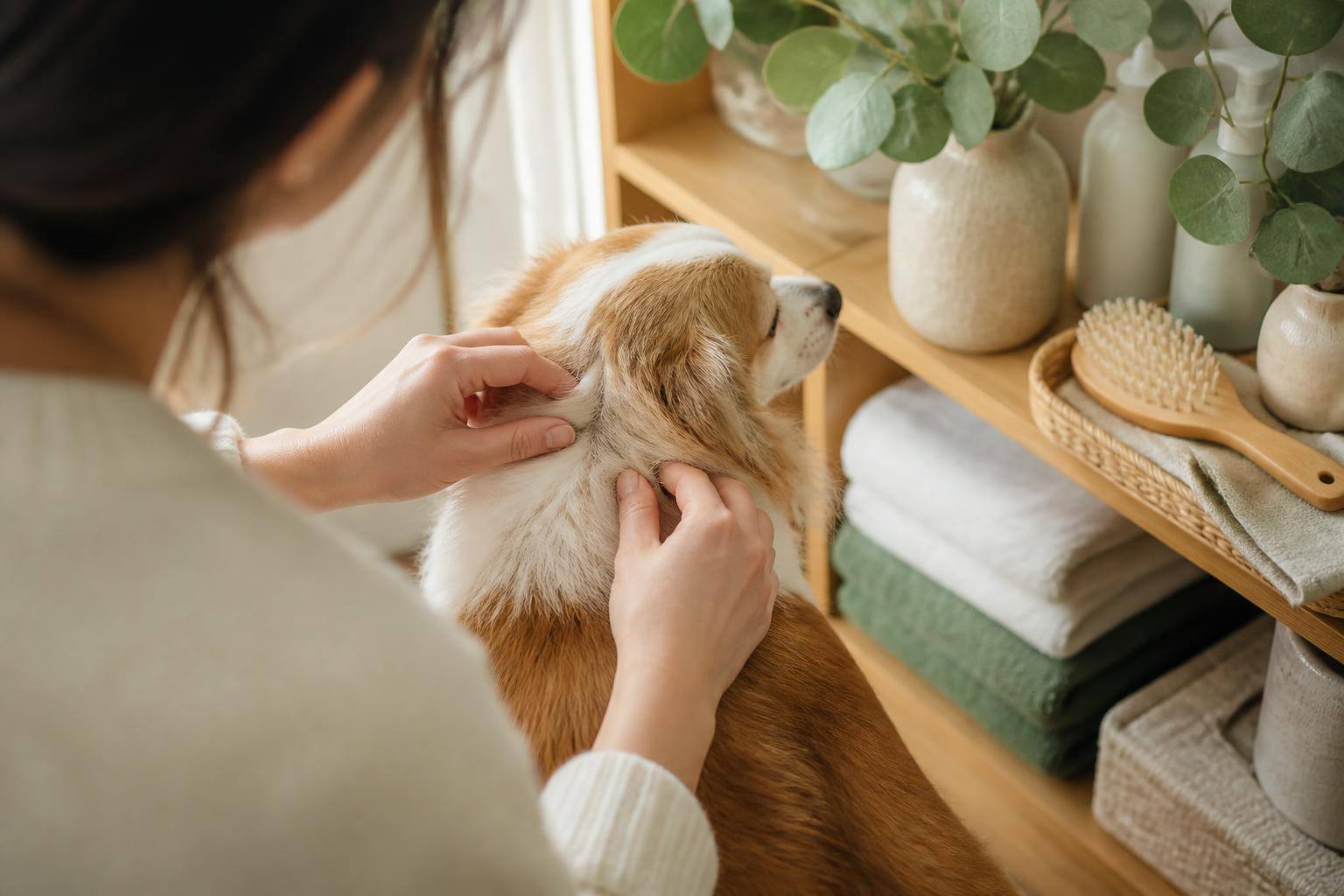 冬の犬の皮膚乾燥とフケ：原因と家庭でできるケア、受診の目安
